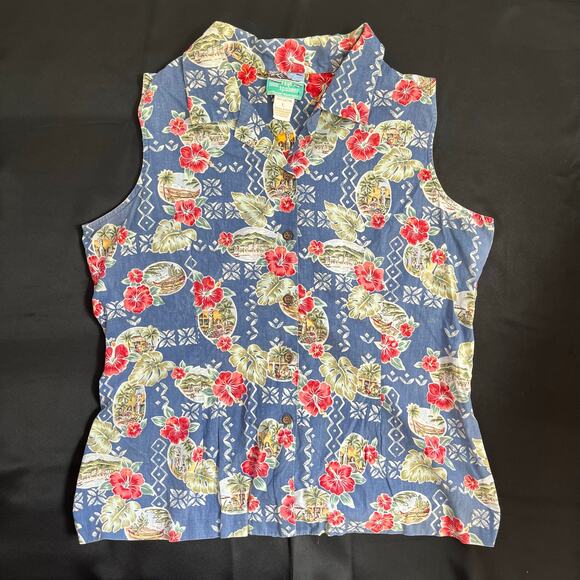 Reyn Spooner Hawaiian Tradewind Sleeveless Shirt Floral 100% Cotton Women’s - Picture 1 of 8